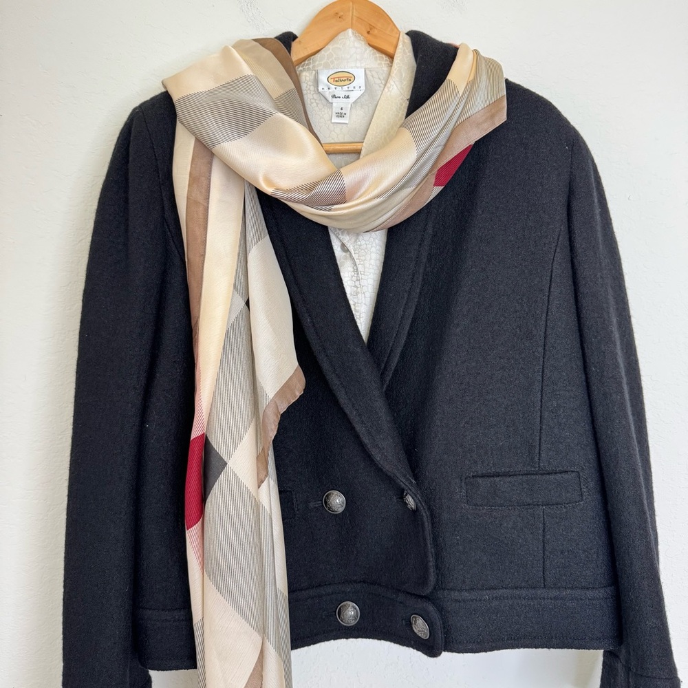 LOFT Ann Taylor Wool Blend Double Breasted Peacoat Black Blazer Jacket